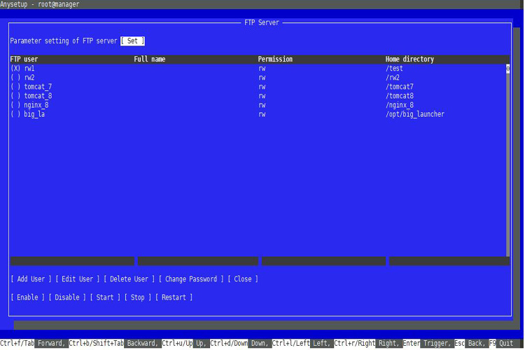 FTP server settings