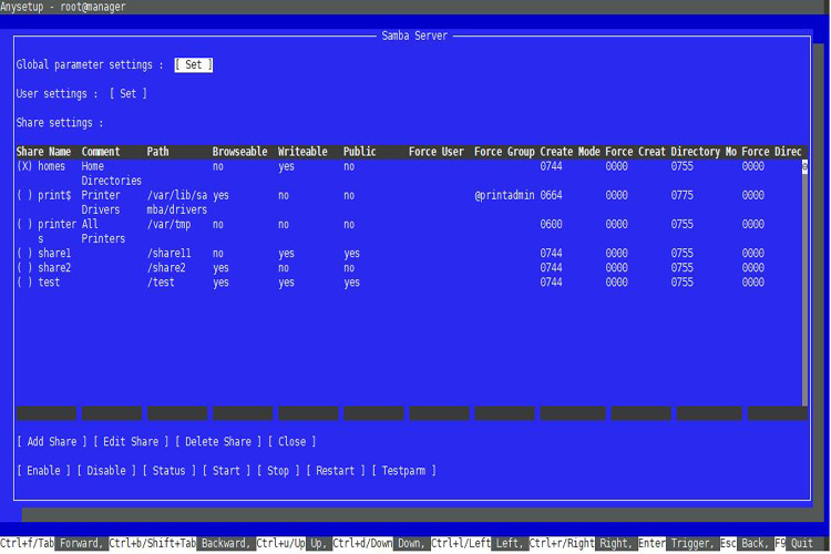 Samba server settings