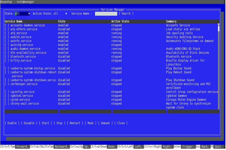 Service Manager settings